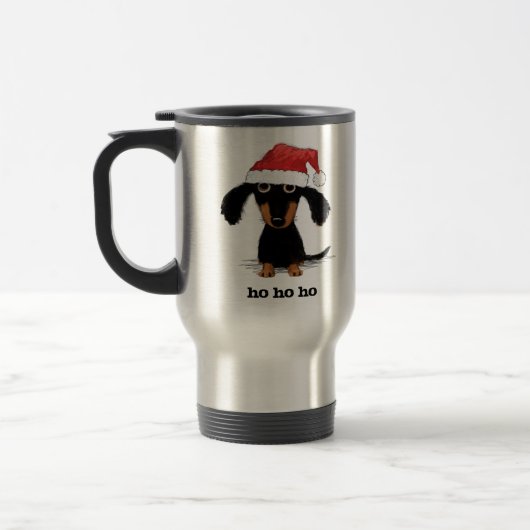 Cute Wiener Dog Santa | Kerstmis in Dachshund Reisbeker (Links)