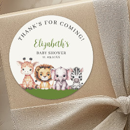 Cute Wild Animals Baby Shower Boy Ronde Sticker
