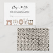 Cute Wild Animals Baby shower Diaper Raffle Ticket Informatiekaartje (Voorkant / Achterkant)