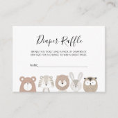 Cute Wild Animals Baby shower Diaper Raffle Ticket Informatiekaartje (Voorkant)