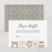Cute Wild Animals Baby Shower Luier Raffle Ticket Kaart (Voorkant / Achterkant)