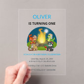 Cute Wild Animals Campfire Kids 1st Birthday Acryl Uitnodigingen (Insitu (Draagbaar))