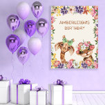 Cute Wild Animals Giraffe Tiger Girl's Birthday Poster<br><div class="desc">Het verjaardagsfeest van een klein meisje wordt aangepast aan poster met een schattige giraf met een groene boeg en een baby tijger met een bloemen kroon op haar hoofd. Gepersonaliseerd met de naam van je kind. Neem contact met mij op voor hulp bij uw aanpassingen of om extra overeenkomende of...</div>