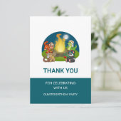 Cute Wild Animals Jungle Camping Birthday Party  Bedankkaart (Staand voorkant)