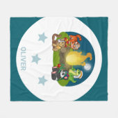 Cute Wild Animals Jungle Night Camping Party Kids Fleece Deken (Voorkant (Horizontaal))