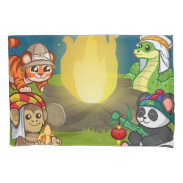 Cute Wild Animals Jungle Night Camping Party Kids Kussensloop