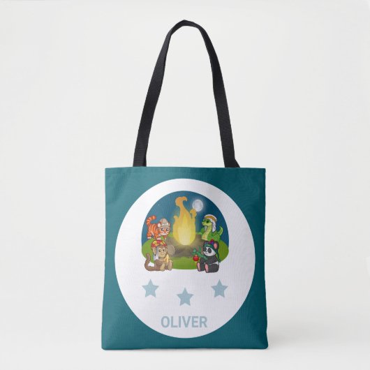 Cute Wild Animals Night Jungle Camping Party  Tote Bag (Voorkant)