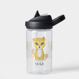 Cute Wild Baby Leopard op Clear Water Fles