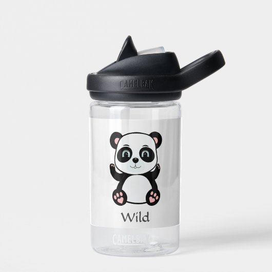 Cute Wild Baby Panda Beer op White Waterfles (Links)
