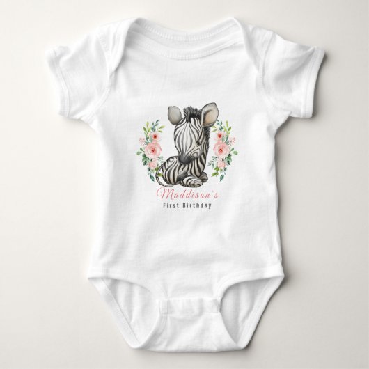 Cute Wild Baby Zebra Baby Bodysuit (Voorkant)