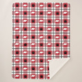 Cute Wild Beer en Paw Red White en Black Play Sherpa Deken (Voorkant)