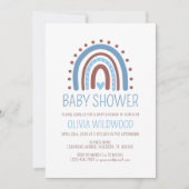 Cute Wild Boho Rainbow Blue Boy Baby shower Kaart (Voorkant)