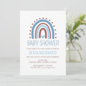 Cute Wild Boho Rainbow Blue Boy Baby shower Kaart (Staand voorkant)