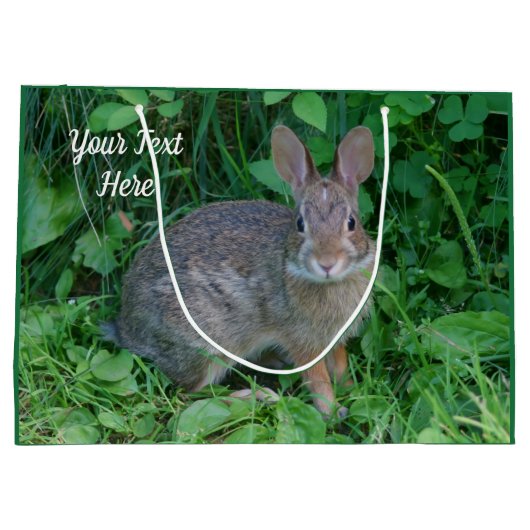 Cute Wild Brown Rabbit Personalized Animal Groot Cadeauzakje (Achterkant)