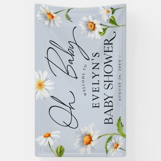 Cute Wild Daisy Blue Baby shower Spandoek (Verticaal)