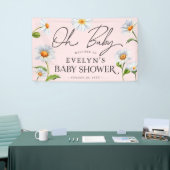 Cute Wild Daisy Pink Baby shower Banner (Beurs)