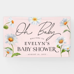 Cute Wild Daisy Pink Baby shower Banner