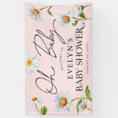 Cute Wild Daisy Pink Baby shower Banner (Verticaal)