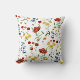 Cute Wild Flowers Poppy Daisy Pattern Kussen