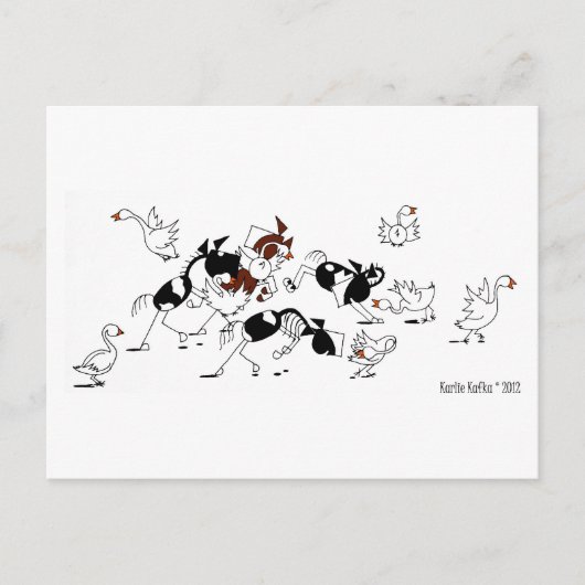 Cute Wild Goose Chase Horse Cartoon Briefkaart (Voorkant)