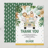 Cute Wild Oerwoud Safari Animals Greenery Birthday Bedankkaart (Voorkant / Achterkant)