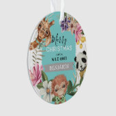 Cute Wild One Blue Oerwoud Kinder Kerstmis Ornament (voorkant)