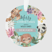 Cute Wild One Blue Oerwoud Kinder Kerstmis Ornament (voorkant)