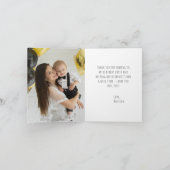 Cute Wild One First Birthday Tiger Black White Bedankkaart (Binnen)