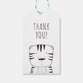 Cute Wild One First Birthday Tiger Black White Cadeaulabel (Voorkant)