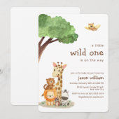 Cute Wild One Jungle Safari Animals Baby Shower Kaart (Voorkant / Achterkant)