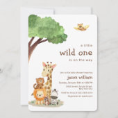 Cute Wild One Jungle Safari Animals Baby Shower Kaart (Voorkant)