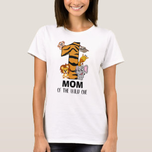 Cute Wild One Oerwoud Animal Safari Zoo Mam T-Shir T-shirt