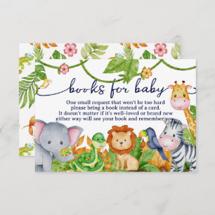 Cute Wild One Oerwoud Baby shower Book Request Informatiekaartje