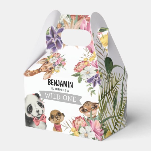 Cute Wild One Oerwoud Boy Birthday Favor Box Bedankdoosjes (Achterkant)