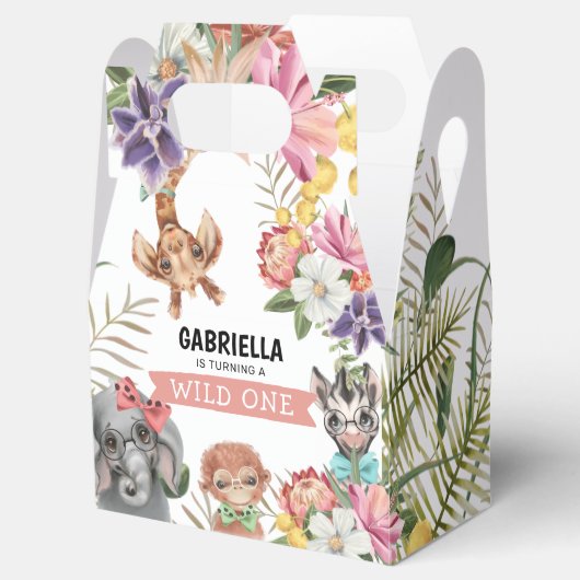 Cute Wild One Oerwoud Girl Birthday Bedankdoosjes (Geopend)