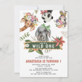 Cute Wild One Oerwoud Girls 1ste verjaardag Kaart (Voorkant)