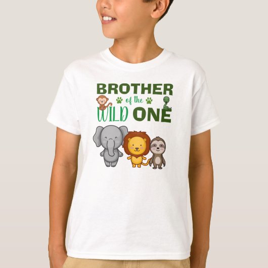 Cute Wild One Oerwoud Safari Animal Brother Zoo T-shirt (Voorkant)