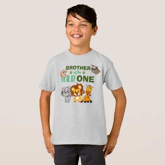 Cute Wild One Oerwoud Safari Animal Brother Zoo T- T-shirt (Voorkant volledig)