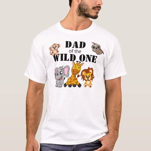 Cute Wild One Oerwoud Safari Animal Dad T-shirt (Voorkant)