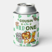 Cute Wild One Oerwoud Safari Animal neef Zoo Blikjeskoeler (Blikje Achterkant)