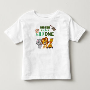 Cute Wild One Oerwoud Safari Animal Sister Zoo Kinder Shirts