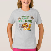 Cute Wild One Oerwoud Safari Animal Sister Zoo T-S T-shirt (Voorkant)