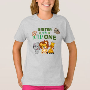 Cute Wild One Oerwoud Safari Animal Sister Zoo T-S T-shirt