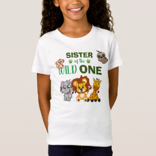 Cute Wild One Oerwoud Safari Animal Sister Zoo T-shirt