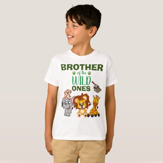 Cute Wild One Oerwoud Safari Animal Twins Brother T-shirt (Voorkant volledig)