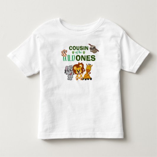Cute Wild One Oerwoud Safari Animal Twins Cousin Kinder Shirts (Voorkant)