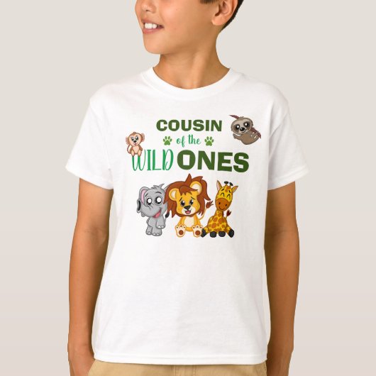 Cute Wild One Oerwoud Safari Animal Twins Cousin T-shirt (Voorkant)