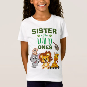 Cute Wild One Oerwoud Safari Animal Twins Sister T-shirt