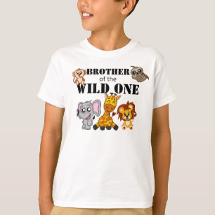 Cute Wild One Oerwoud Safari Animal Zoo Brother T-shirt