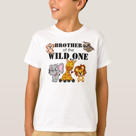 Cute Wild One Oerwoud Safari Animal Zoo Brother T-shirt (Voorkant)